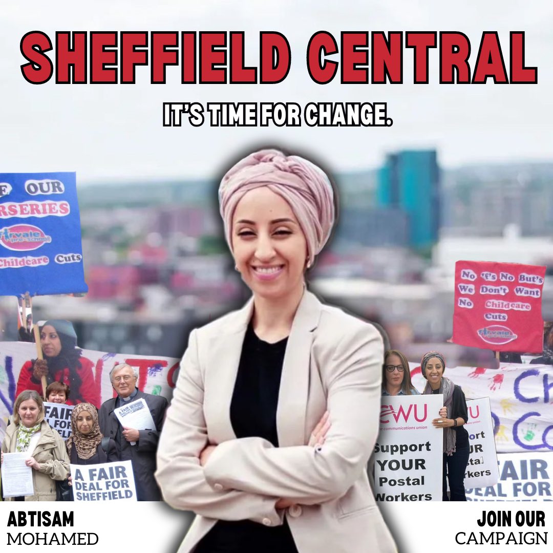 Abtisam_Mohamed's tweet image. 🚨July 4th: It’s time for change. 

As a lawyer, community leader and ex-senior councillor, I know how to bring change and I’m ready to serve for Sheffield Central. 
 
📣Join my campaign: abtisammohamed.com 

#VoteAbtisamMohamed
#Abtisam4SheffieldCentral