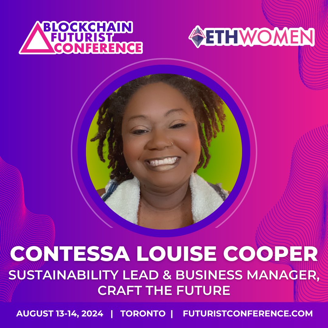 I'm speaking at @Ethereum_Women at @Futurist_conf by @untraceableinc this August 13-14 in Toronto. It's the largest web3 event in Canada & I'm happy to be part of it! Use code CONTESSA25 for 25% off tickets futuristconference.com #ethwomen #futurist24 #toronto #blockchain #web3