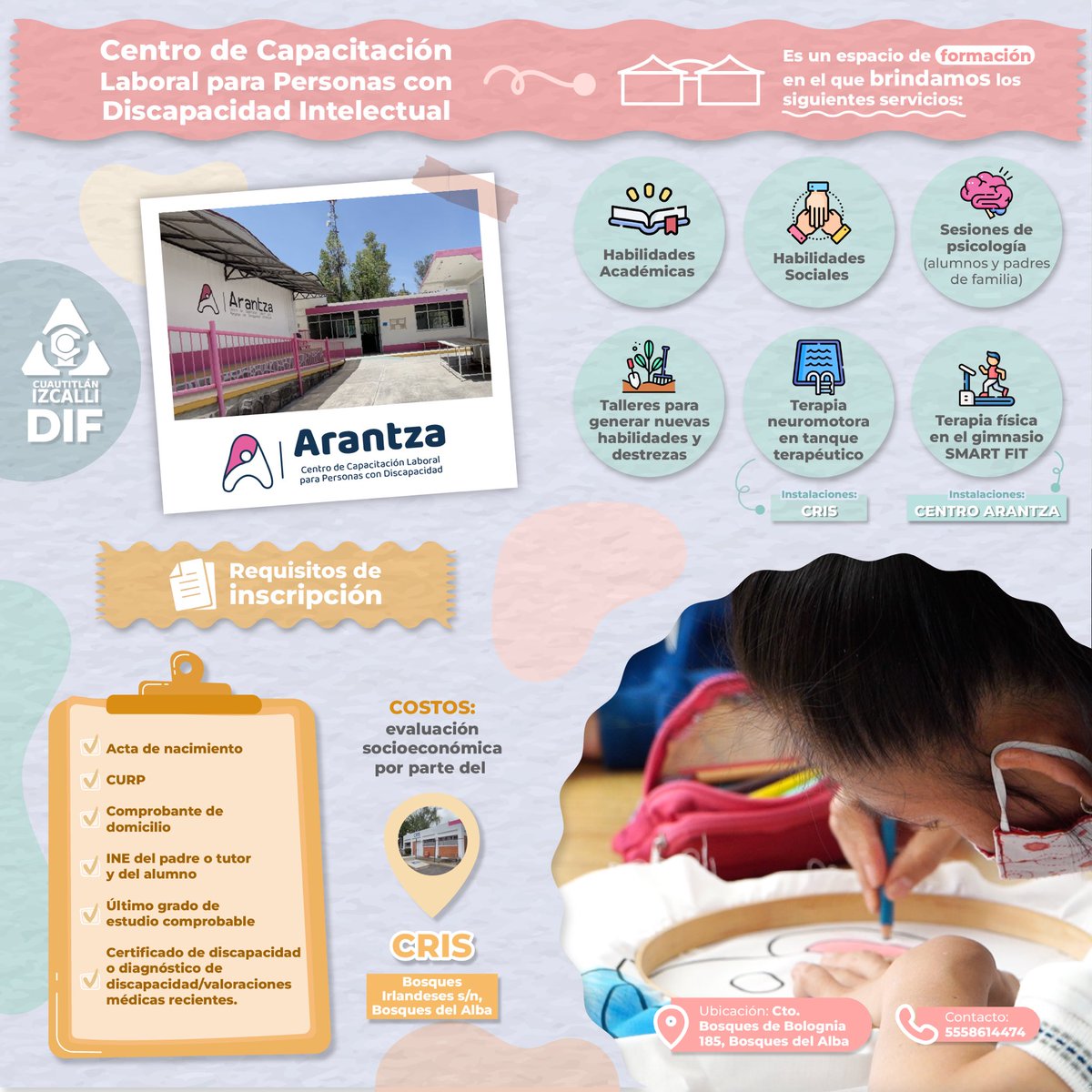 Porque las #personascondiscapacidad merecen tener un desarrollo integral y salud digna, en el Centro de Capacitación Laboral “Arantza” brindamos diferentes servicios de formación y atención para jóvenes y adultos con discapacidad intelectual.