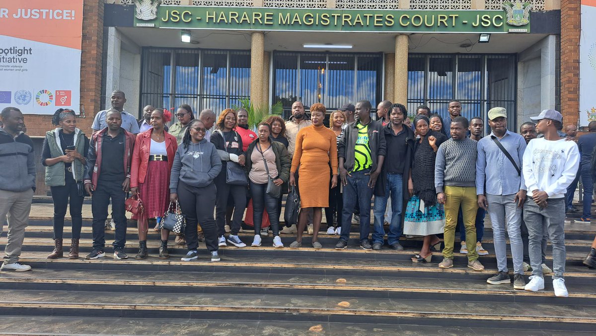 mtakemore's tweet photo. THANK YOU everyone who showed up to stand in solidarity with @ObertMasaraure and @ARTUZ at court today! Your presence meant the world to us! Let's keep the momentum going! Join us TOMORROW 0900hrs for sentencing. Let's pack the courtroom & show our support for Obert
#FreeObert https://t.co/EMjreZHknH