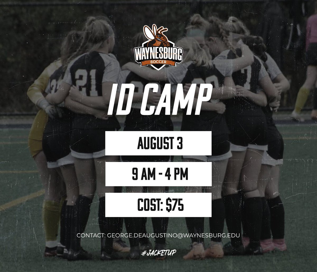 𝙄𝘿 𝘾𝘼𝙈𝙋⚽ @WU_wsoccer is hosting its ID camp on August 3! Registration is LIVE! #JacketUp🐝 For more info and to register online: waynesburgsports.com/news/2024/5/23…