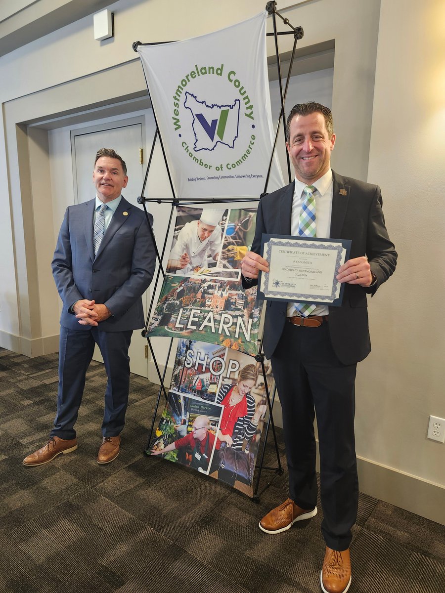 Dr. Ryan Smith of Franklin Regional School District was awarded a certificate of completion at the Leadership Westmoreland graduation ceremony, held earlier this month at The Palace Theatre in Greensburg. Leadership Westmoreland is a 9-month, tuition-based program open to