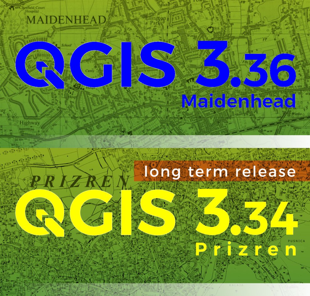 Linux, Windows and Mac packages of new #QGIS  release 3.36.3 'Maidenhead' and point release 3.34.7 'Prizren' (LTR) ready on qgis.org. Make maps not war!