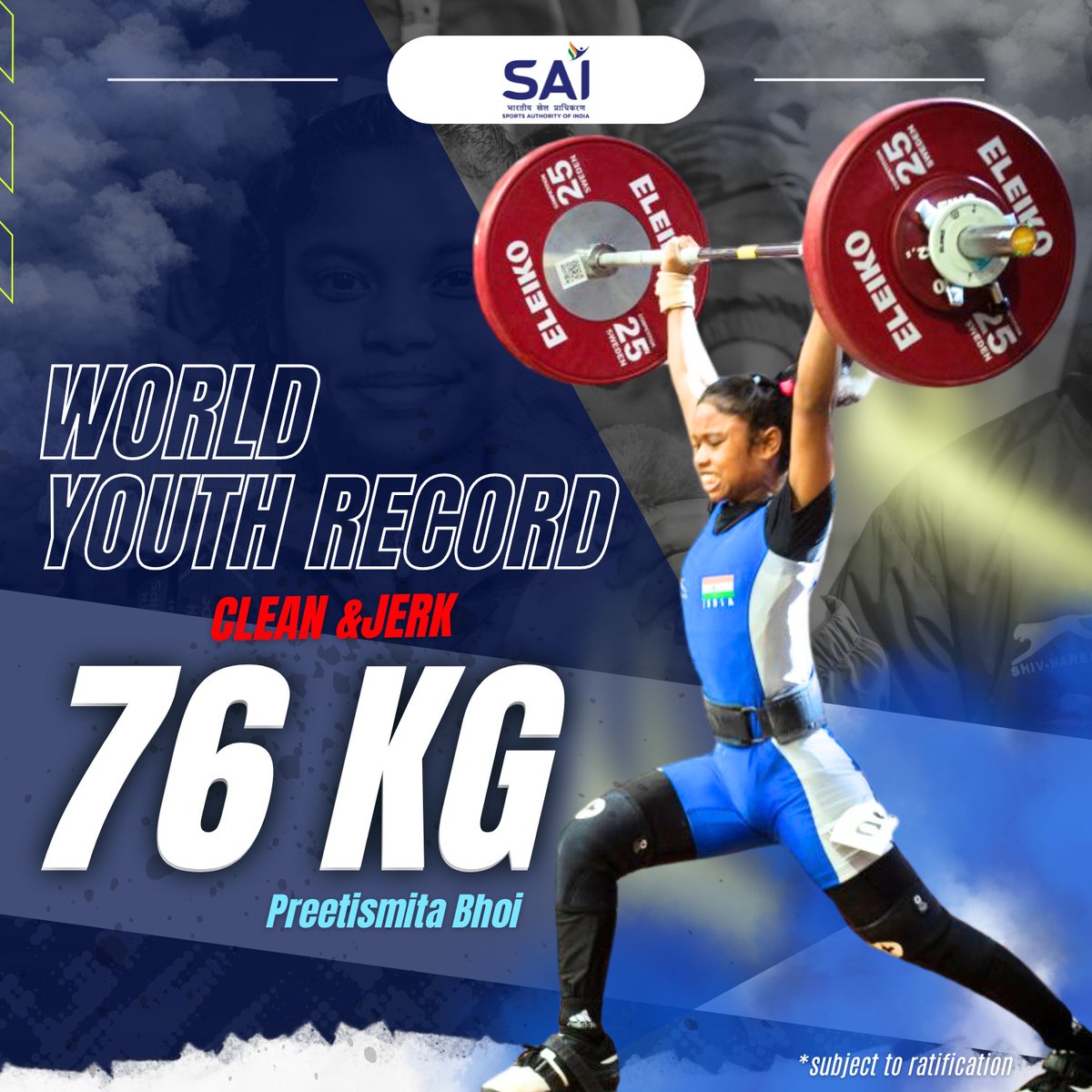 World Youth Record Alert🚨👀 We are in absolute awe of Preetismita Bhoi for shattering the previous Weightlifting🏋️‍♀️ C & J world youth record and registering a new record of 76 kg in the women's 40 kg category💪😍