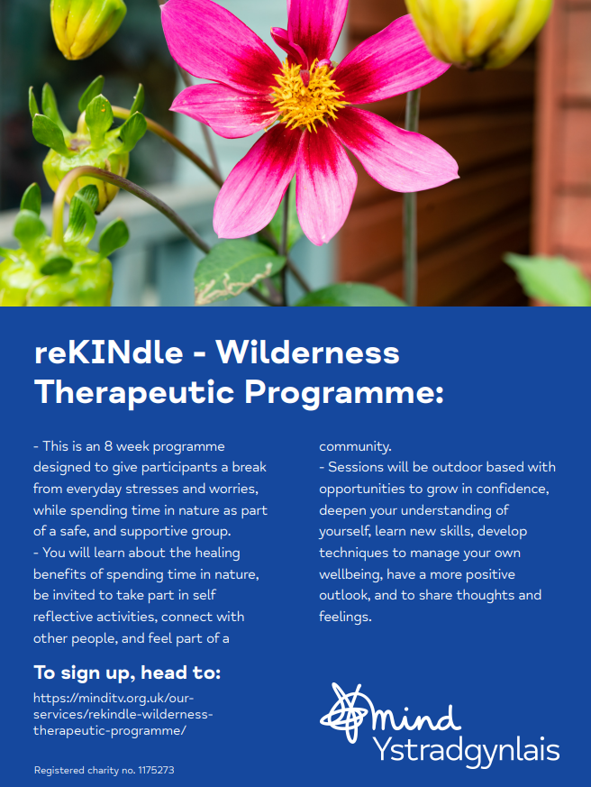 Working in partnership with @LifeatNo27 & In Our Element to provide a new service called reKINdle! This 8 week, therapeutic programme, where by participants can feel the benefits of nature, whilst being supported with their mental health & wellbeing! minditv.org.uk/our-services/r…