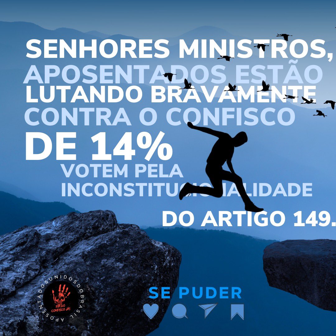 'Não ignorem os apelos dos aposentados! Srs. Ministros, julguem o art. 149 da EC103/19, inconstitucional, por uma velhice digna! @nunesmarquesK @MinAMendonca @Cristianozaninm @FlavioDino #LulaResolve Dignidade Já #JustiçaParaAposentados