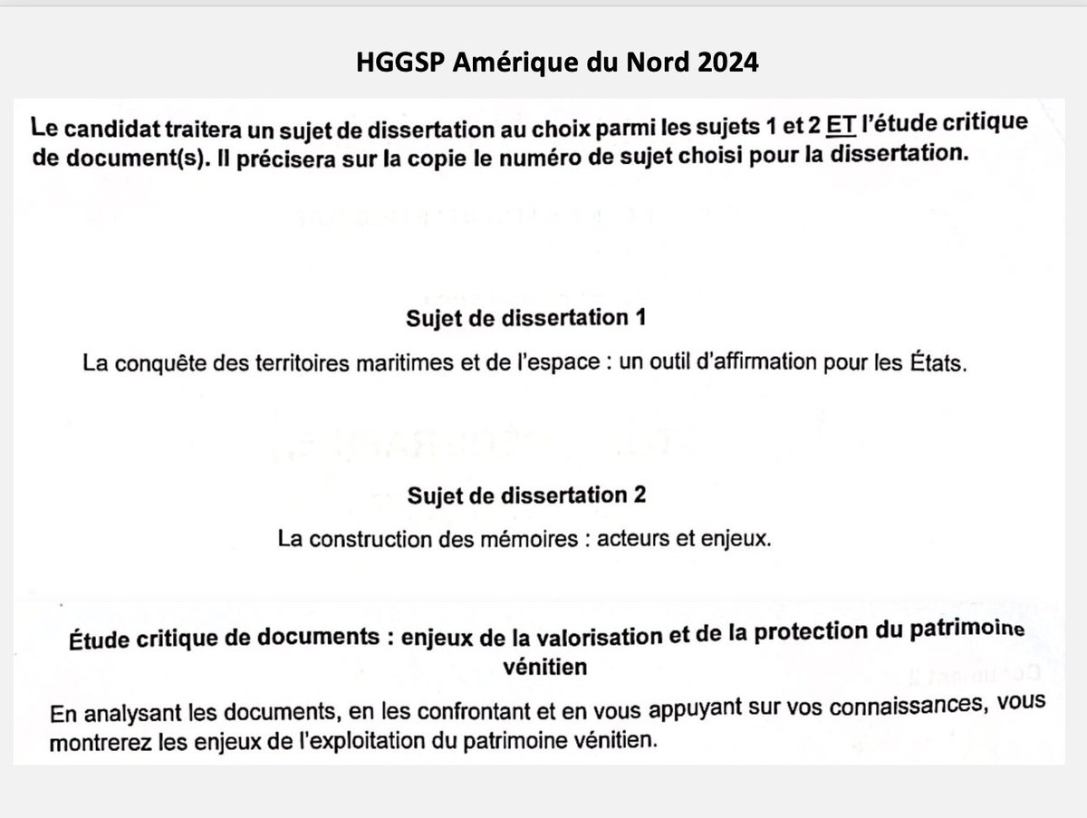 #HGGSP #HGGSP Bac Amérique du Nord 2024: le sujet de spécialité HGGSP tombé le 22 mai. Du classique!!
