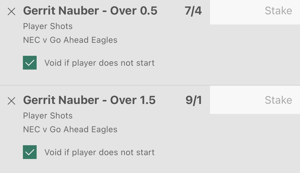 bettingvillage's tweet photo. Random shots shout here (5:45pm Netherlands 🇳🇱)

Last 9 games: 0-0-1-1-2-0-2-0-2

Has actually hit exactly 2 shots 5 times this season so 9/1 seems big.

The 7/4 for x 1 is the main selection.

He is a defender so it's reliant on set pieces so he could easily finish with none so don't go thinking it's a banker bet as it's far from it. Just feel the prices are a tad big.

18+ gambleresponsibly