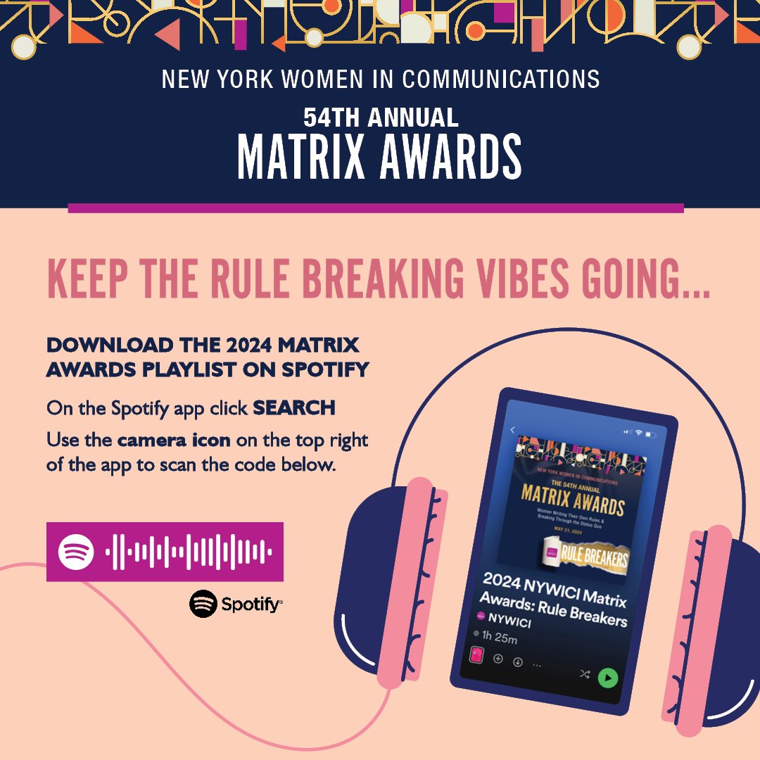 Keep the vibes going and download the 2024 Matrix Awards playlist on Spotify! Scan the QR code to start listening. #2024Matrix #MatrixAwards