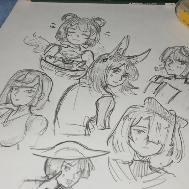 farumiya's tweet photo. short hair cuties sketch cz i have a rlly bad headache rn and can't sleep!!!! https://t.co/elWRlpFOMY