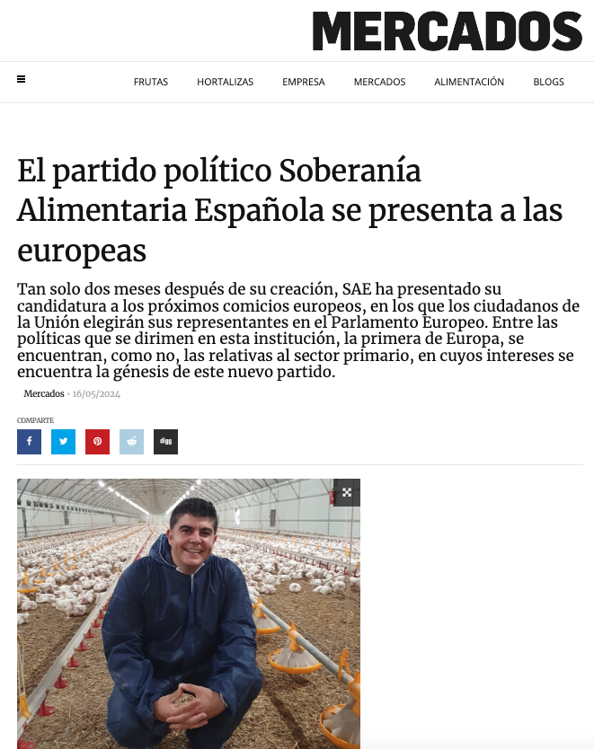 Para el campo, desde el campo y por el campo. #VotaSAE al #parlamentoEuropeo.  Vía #revistamercados.
#Juntossomosmasfuertes #NuestroscandidatosaEuropa #YovotoSAE
#EnLasEuropeasYoVotoSAE

revistamercados.com/el-partido-pol…