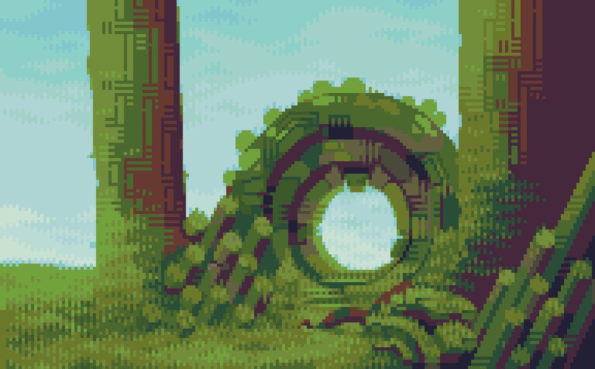 Overgrown Ruins , Where would you want it to take you?

#pixelart #ドット絵