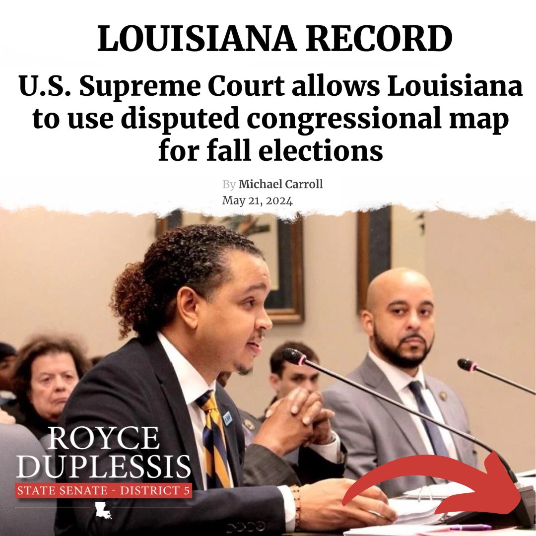 🧵After years of fighting for a second majority-black District, the U.S. Supreme Court has ruled that the 2024 election will use the maps approved in the special session earlier this year, establishing two majority-black Districts. 

#lalege #lagov