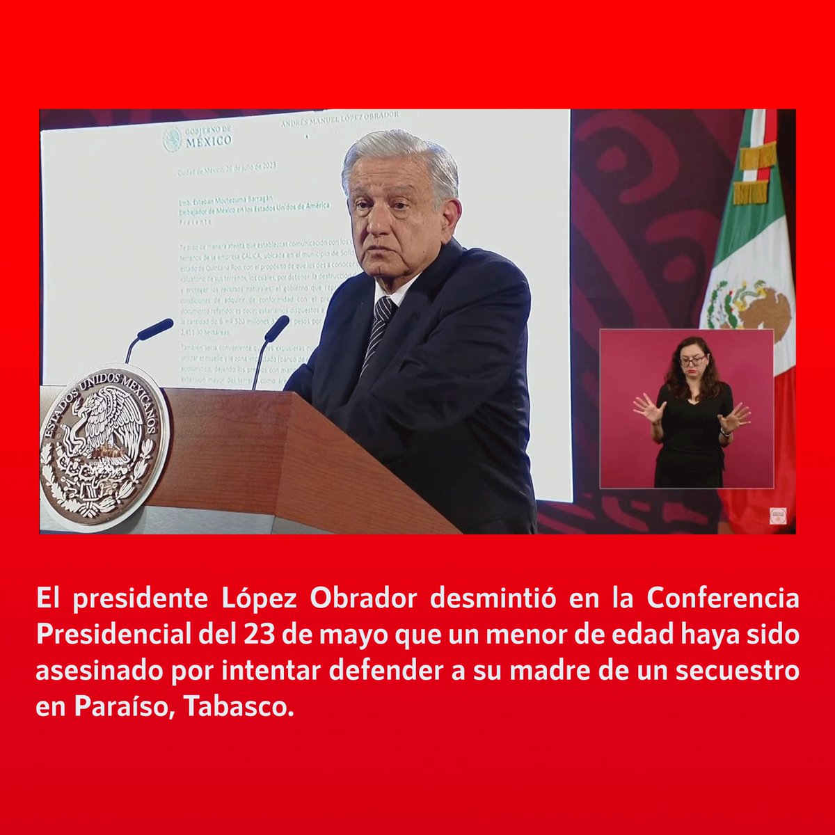 ❌Falso que menor de 12 años fue asesinado por defender a su madre de un secuestro en #Paraíso, #Tabasco ✅El presidente @lopezobrador_ desmintió que un menor de edad haya sido asesinado por intentar defender a su madre de un secuestro en Paraíso, Tabasco