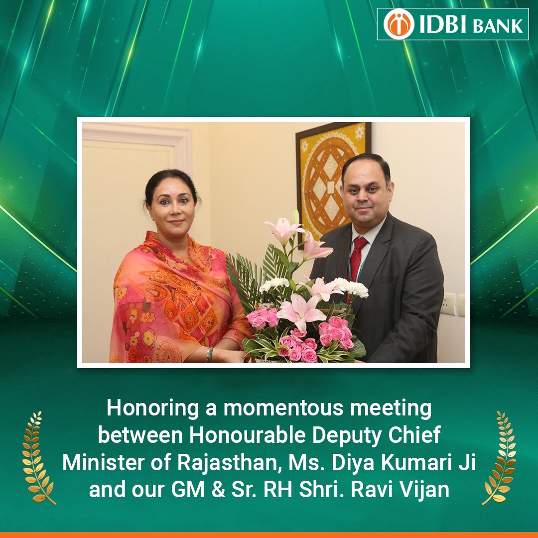 Our GM and Senior Regional Head of Jaipur region, Mr. Ravi Vijan, engaged in an enriching discussion with the Honourable Deputy Chief Minister of Rajasthan, Ms. @KumariDiya Ji focusing on a range of innovative banking products and examining potential collaboration initiatives.