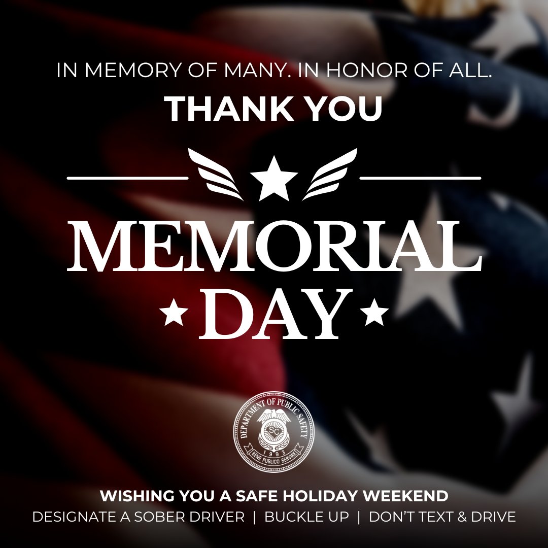 This #MemorialDay, we pause in remembrance of the brave men & women who laid down their lives for our country. And to those of you who have or currently serve, thank you for your many sacrifices.

Remember — if your holiday plans include alcohol, please designate a sober driver.