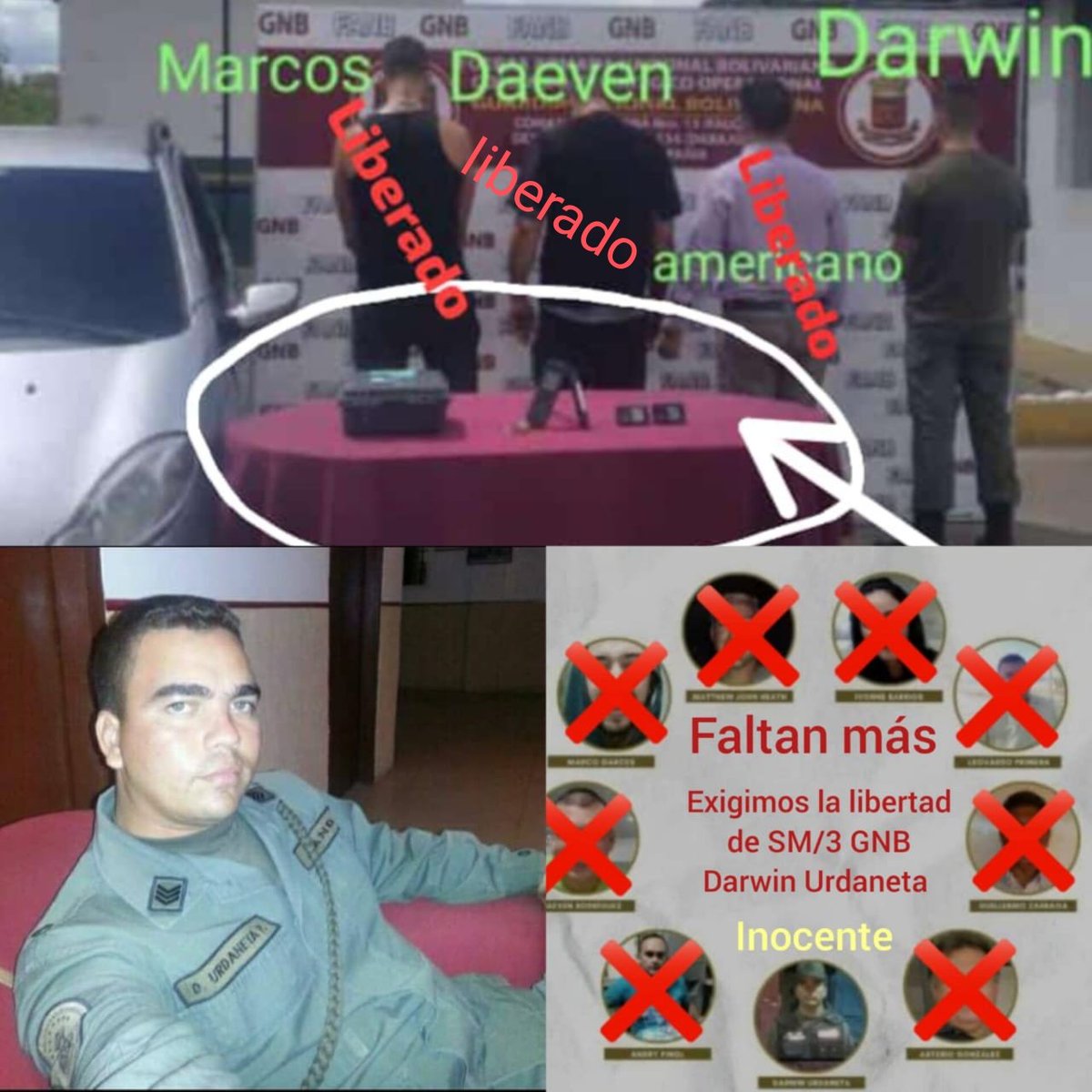PardoAuris's tweet photo. @TarekWiliamSaab @NicolasMaduro Sres. Pido la LIBERTAD d mijo el SM/3 GNB Darwin Urdaneta"casi espía gringo" causa q ya fue toda liberada. MENOS mi hijo x ser MILITAR. ayer hubo un motín en Yare 2 dnd hubo muertos y heridos. Y aún no sé nada d mi hijo https://t.co/Bq9bh1Mwlc