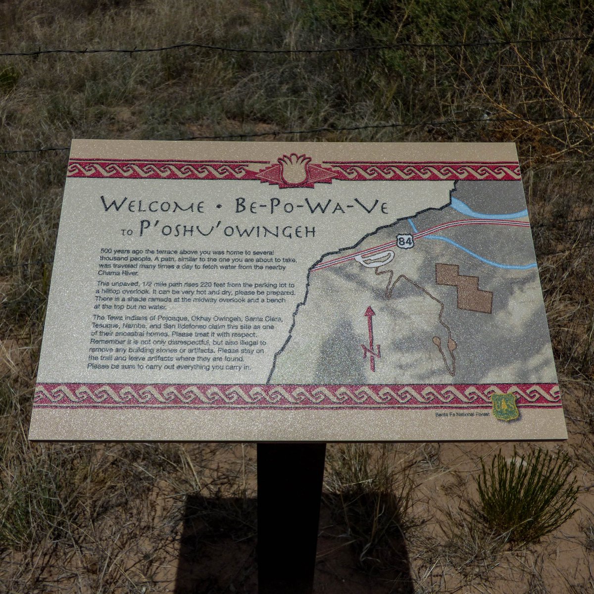 Poshuouinge was built on a high mesa around 1400. The site is about 150-feet above the Chama River. There are two springs located about 500 feet south of the ruins. Archaeologists believe they were the main water sources for the habitation. #NewMexico #Abiquiu #NativeAmerican