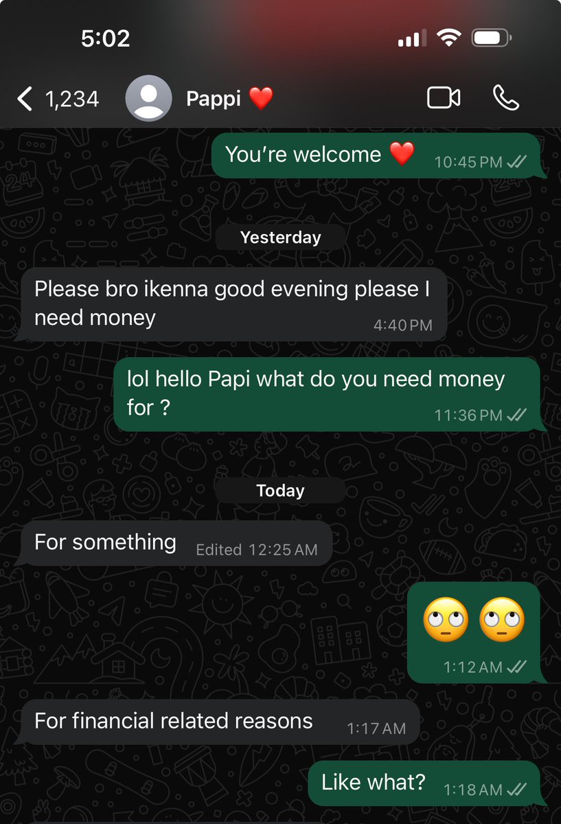 Story of my real life. 🤦🏾‍♂️

Swipe to see the message I received yesterday, pls tell me what “financial related reason” does my 15 year old brother have. 😕

Does your younger siblings bill you, or mine is factory error 🤷🏾‍♂️