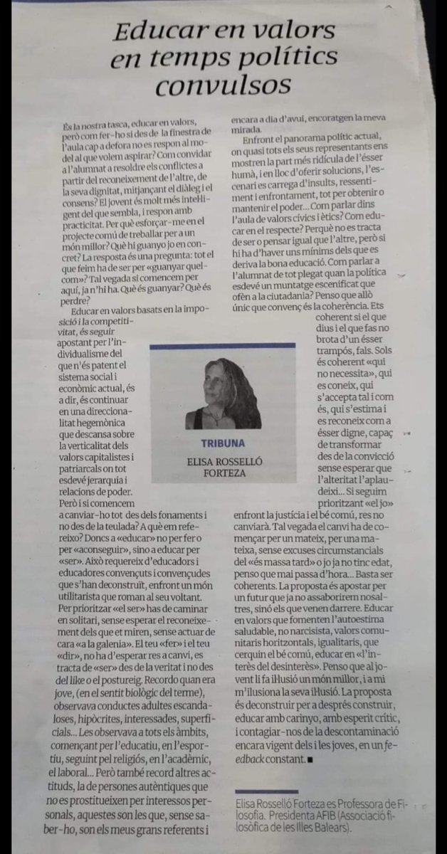 ElisaForteza's tweet photo. Publicat avui a Diari de Mallorca, seguim! https://t.co/f9dxGnh39u