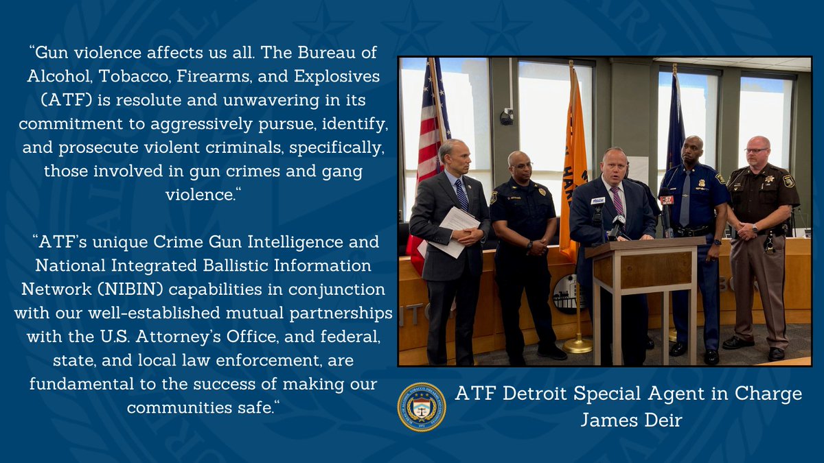 @ATFDetroit Special Agent in Charge James Deir participates in a multi-city press conference with @USAO_WDMI Mark Totten and Law Enforcement Partners to announce the Safe Summer 2024 Program focusing on curbing heightened Gun Violence during the summer months.