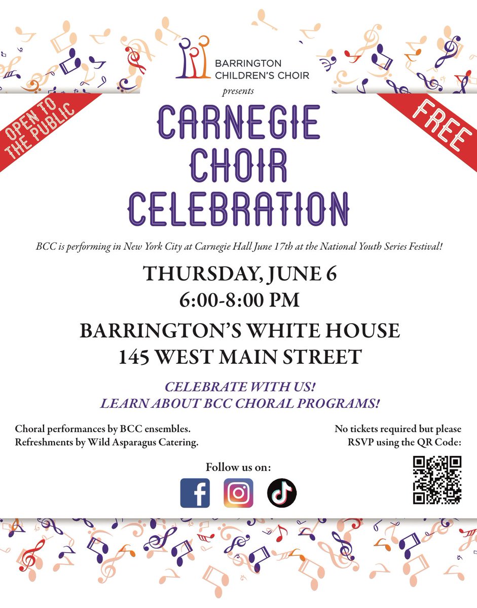 Come enjoy a free Barrington Children’s Choir performance on Thursday, June 6 at the Barrington White House! #bcc #bacog #childrenschoir #sing