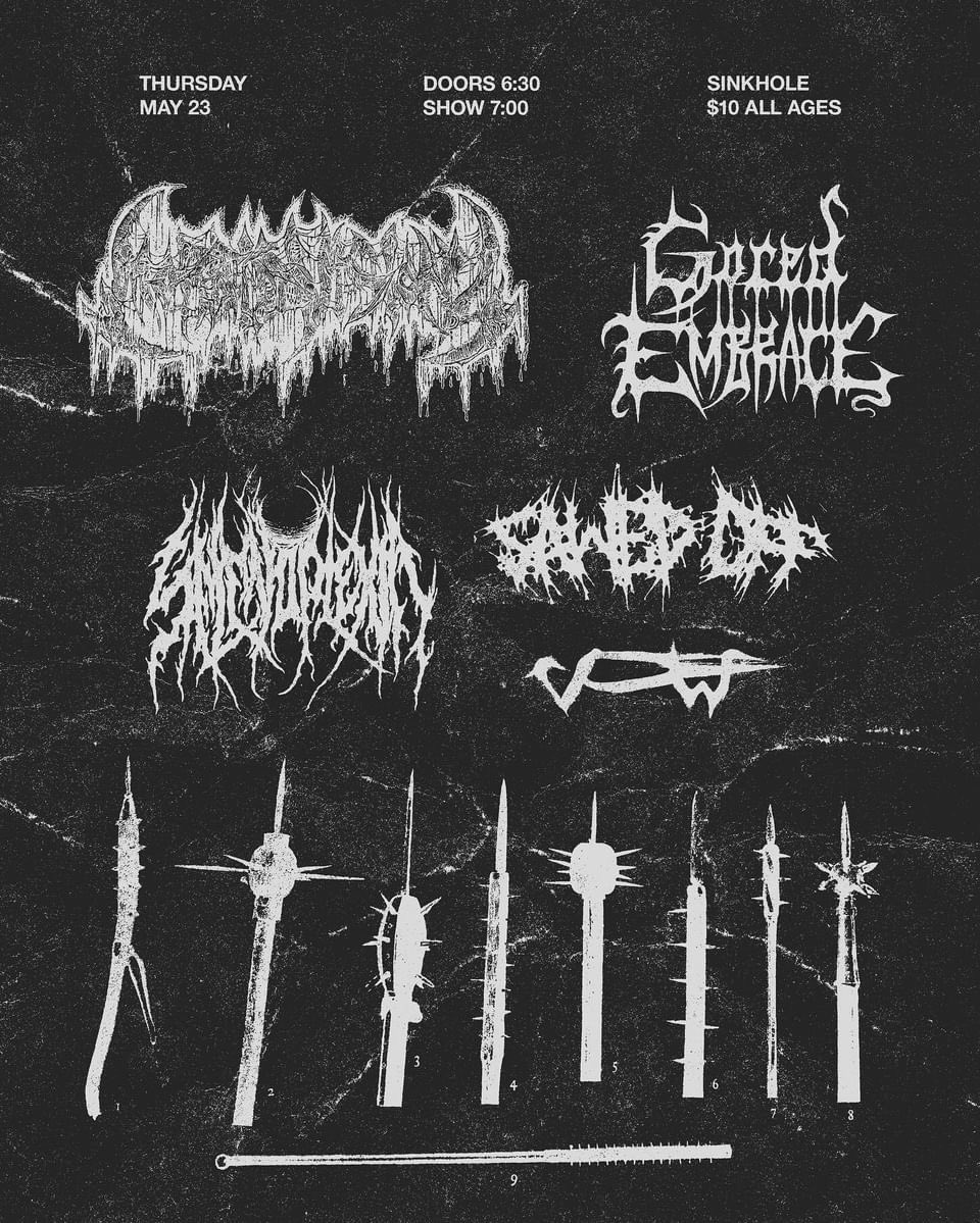 goredembracedm's tweet photo. Tonight in St. Louis at The Sinkhole! We are stoked to be playing with our homies @SAWEDOFFDEATH @MorbidVisionzdm  @selenoplexia312 and VOW. BE THERE! https://t.co/IbLsjH3pjC