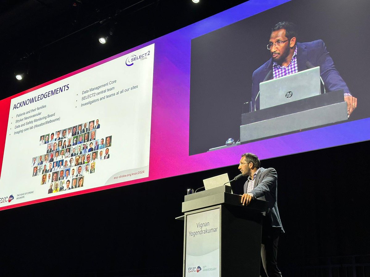 Proud of @SELECT2trial investigators, @CerebrovascLab for clinical trial and @VYogendrakumar for closing plenary sessions presentations #ESOC2024, providing insights into EVT treatment effect in extracranial ICA occlusions and effect of severe CT hypodensity.