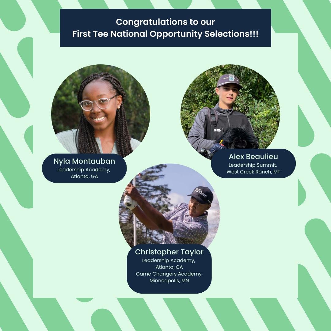 FirstTeeMass's tweet image. CONGRATULATIONS on being selected for a First Tee National Opportunity!! You have all been incredible First Tee participants at the local level and we know you will be fantastic ambassadors for our chapter, and for Mass Golf, on the national level as well. #FirstTeeMass