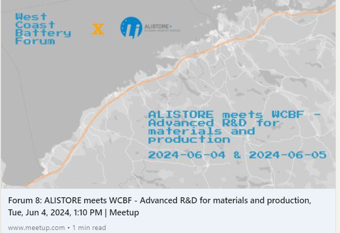 Chalmers Materials (@aoa_materials) on Twitter photo Welcome to West Coast Battery Forum. The event will, as always, be free of charge thanks to kind donations from Batteries Sweden, Chalmers University of Technology <a href="/ChalmersEnergy/">Chalmers Energy</a> and <a href="/AoA_Materials/">Chalmers Materials</a> and #ChalmersProduction Area of Advance.
meetup.com/west-coast-bat… Welcome to West Coast Battery Forum. The event will, as always, be free of charge thanks to kind donations from Batteries Sweden, Chalmers University of Technology <a href="/ChalmersEnergy/">Chalmers Energy</a> and <a href="/AoA_Materials/">Chalmers Materials</a> and #ChalmersProduction Area of Advance.
meetup.com/west-coast-bat…