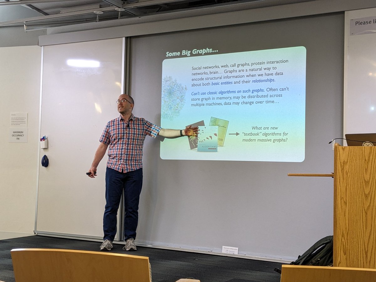 ccanonne_'s tweet image. Day 3 of the @SimonsInstitute bootcamp on sublinear algorithms: Andrew McGregor (@UMass) starts the day, with an overview of graph streaming. #SimonsLive