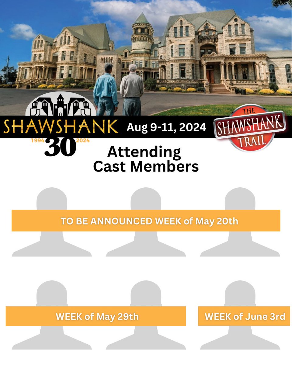 kymlamb's tweet photo. https://t.co/H4EenakhIb cast announcements start today! #Shawshank30 https://t.co/rctGqJ5FWb