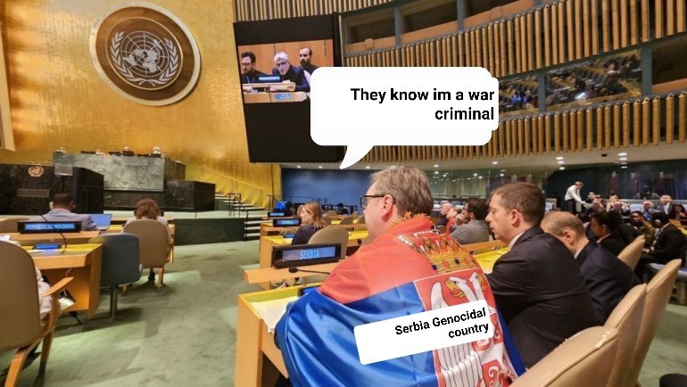 After the Yes votes, @avucic seems to have completely lost his damn mind. - It is now widely known that he is a war criminal and that Serbia was responsible for the genocide in Bosnia. - When #Kosovo proceeds with suing #Serbia for #genocide, Serbia will face similar