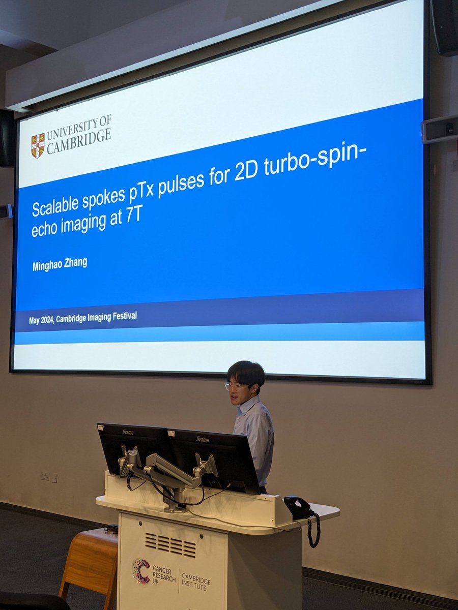 c_t_rodgers's tweet image. Congratulations to Minghao Zhang for winning the Best Talk at the Cambridge Imaging Festival 2024 for his work on Scalable spokes pTx pulses for 2D turbo-spin-echo imaging at 7T. Wel done!👏🥳