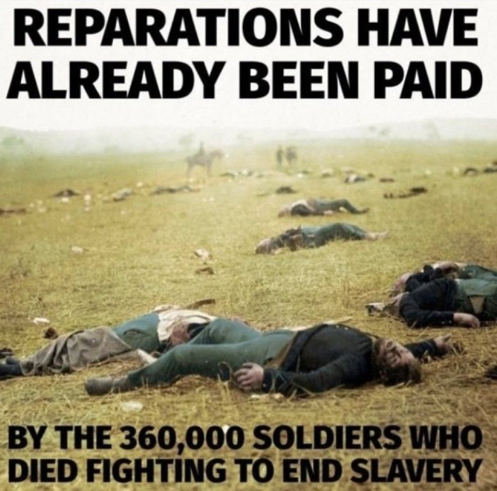 After the civil war all people freed from slavery were given land and money and in some cases a mule as reparations. In addition 360,000 Americans died for states rights and ending slavery. PAID IN FULL. Nothing further due. Anyone saying differently is a scammer.