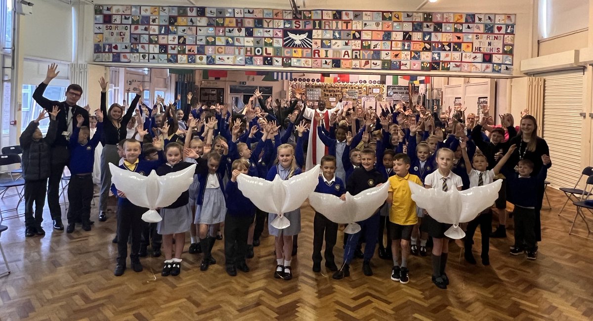 Today we celebrated our special Holy Spirit #FeastDay 💙🕊️ Thank you Father Jean Paul for our beautiful mass. ✝️  #Pentecost #FruitOfTheSpirit #HolySpirit @MrsJMC1 @PatriciaPeel1