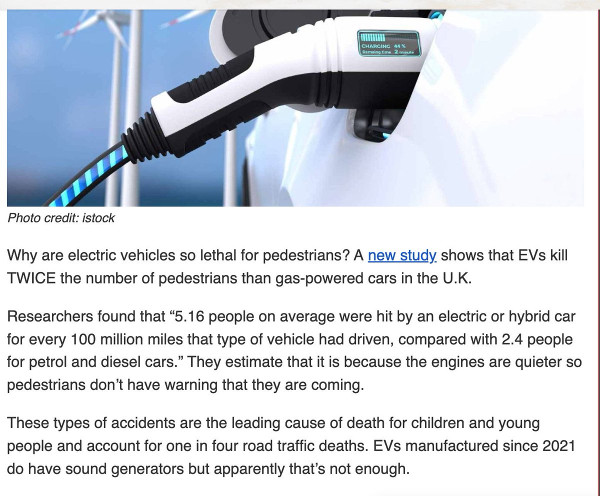 AprilHunter's tweet photo. Yikes. EVs kill more pedestrians (and a lot of pets and children)...way more than gas-powered cars.
#electric #ev #electricvehicle #gaspowered #cars #textanddrive #textinganddriving #electriccars
@realaprilhunter https://t.co/jECPL810d3