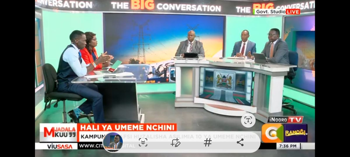 Cabinet Secretary for Energy and Petroleum, Davis Chirchir, EGH @davis_chirchir leads a team of panellists in discussing the state of electricity during #TheBigConversation live on @citizentvkenya.