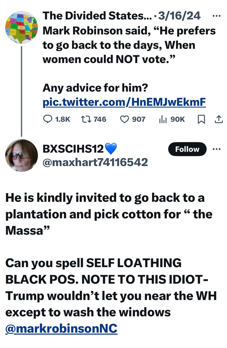 liberalsracists's tweet photo. 📍“He is kindly invited to go back to a plantation and pick cotton for “ the Massa””
.
📍“Ugly assed self loathing token black woman being paraded around by white Christian Nationalists who would have her cleaning their house and washing their toilets”
#Leftistracism https://t.co/57v2rH0V0n