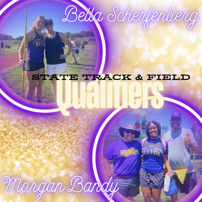 Good luck to Bella(javelin)and Morgan(discus) as they both throw tomorrow at the Class 5 State track meet in Jefferson City!! Morgan throws at 9:30 am and Bella throws at 2 pm.💜💛 #Proud2BPirates <a href="/BeltonSchools/">Belton School District #124</a> <a href="/BeltonPrincipal/">Torrence Allen</a> <a href="/KRknowsherFACS/">Kimberlee Robinson</a> <a href="/coach_fogel/">Belton Track and Field</a> <a href="/Pirate_Power/">Eric Scherfenberg</a>