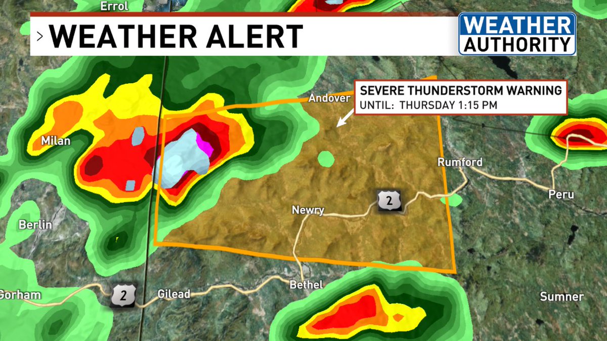 A Severe Thunderstorm Warning is in effect for parts of Oxford County until 5/23 1:15PM