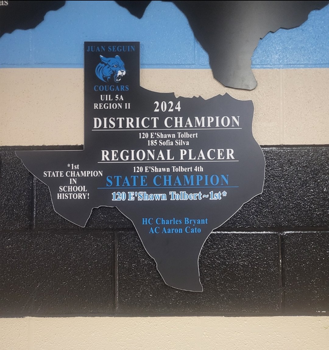 Still celebrating our first state championship in wrestling for Seguin High School! E'Shawn did a phenomenal job representing us in the postseason, and beat a state champion in the finals! What a great competitor and season! #CougarWrestling