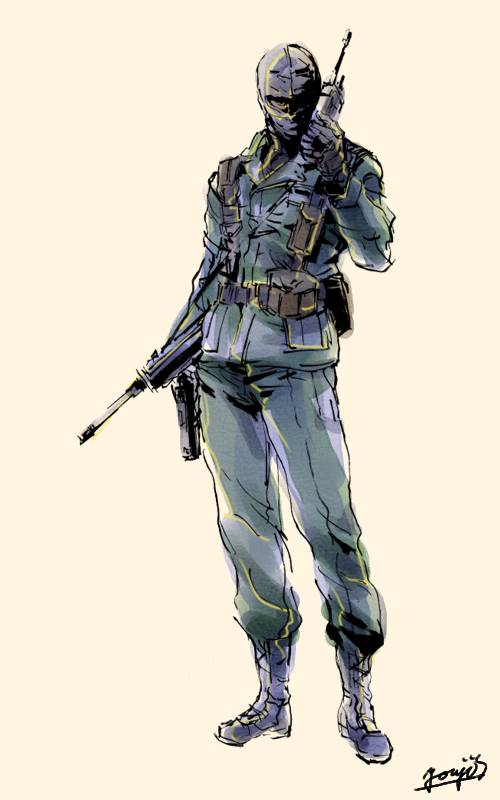 MGSMGN's tweet photo. Metal Gear Solid - Next-Generation Special Forces, Genome Soldiers.
Artist: Yoji Shinkawa