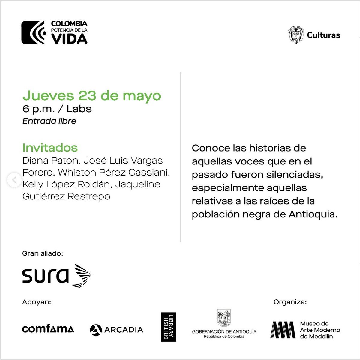 Y además le traemos una invitación a este conversatorio que será hoy en el @MAMMedellin a las 6:00 p.m., donde podrá conocer más de este proyecto. ¡Agéndese y caiga!