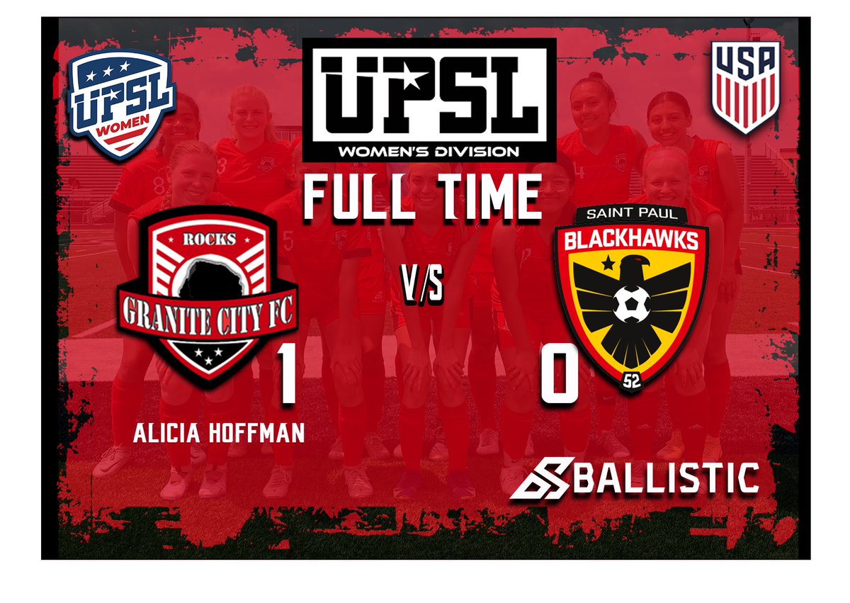 Granite City FC "Rocks" edged out Saint Paul Blackhawks UPSL in a hard fought match last night. ♥️⚽️🖤
