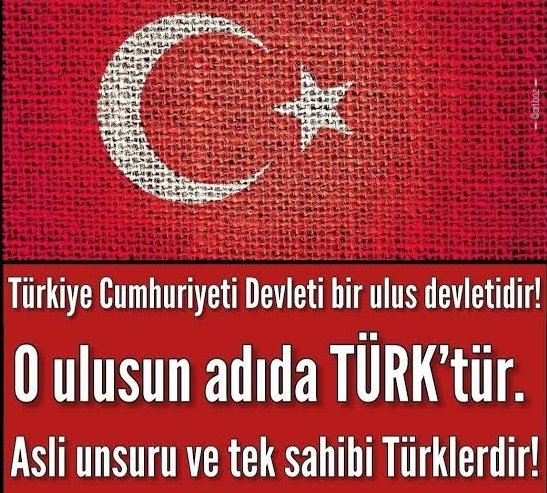 Türkiye Cumhuriyeti bir ulus   devletidir. Bu ulus ise devletin kurucu unsuru olan yüce #Türk ulusudur. 

'Türksüz bir Türkiye' hayali kuran devşirmelerin ve etnik kırıntıların dediği gibi #Türkiyeli değiliz, 
biz #TÜRK'ÜZ.

#TürkiyeTürklerindir 🤘🇹🇷
#NEMUTLUTÜRKÜMDİYENE
