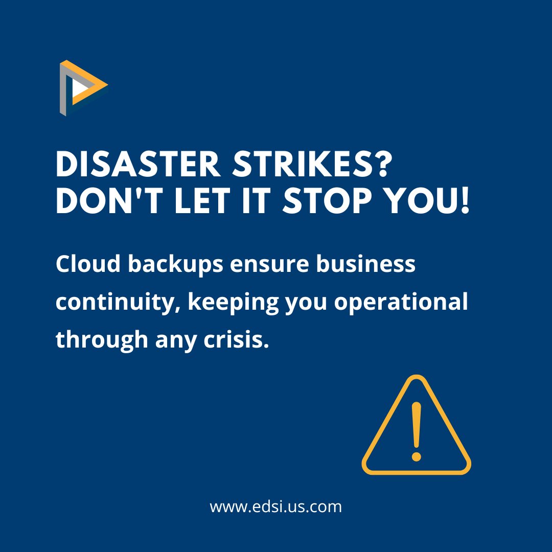 edsi_technology's tweet photo. Disaster Strikes? Business Keeps Running! ⛈️ Cloud computing offers built-in redundancy & remote access. Power outage? No sweat! Your team keeps working seamlessly. #cloudcontinuity #disasterpreparedness #businessuptime https://t.co/cYNvTyu47C