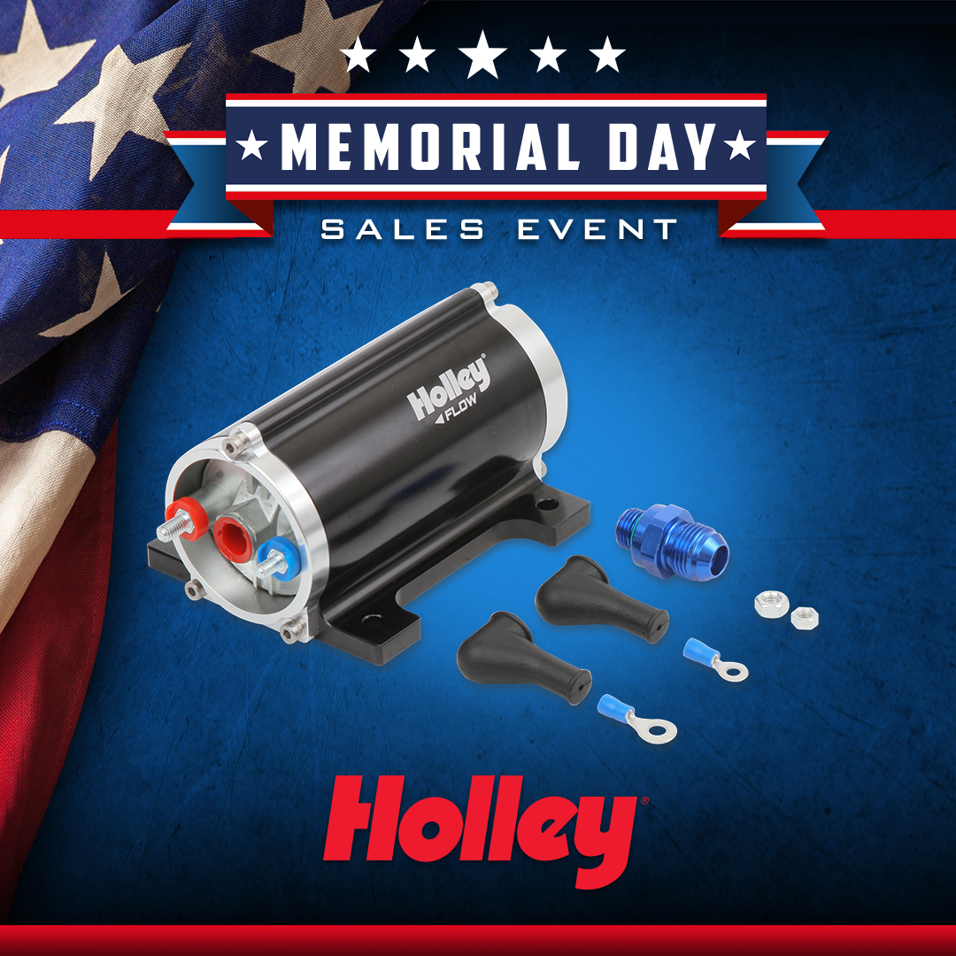 Day 9 of The Holley Memorial Day Sales Event! Today's feature is our 100GPH Universal In-Line Electric Fuel Pump (P/N 12-170). See all products on sale here: holley-social.com/HolleySaleTwit… #Holley #HolleyEFI #WinWithHolley #HolleyEquipped #HolleyMDWSale24