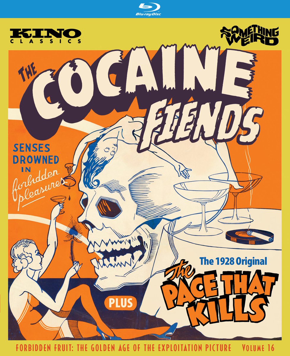 ***ANNOUNCEMENT***

Coming on July 23rd on Blu-ray from @KinoLorber and @something_weird_video: #TheCocaineFiends (1935) and #ThePaceThatKills (1928) as #16 in the #ForbiddenFruit: The Golden Age of the #Exploitation Picture series!

A cocaine-snorting gangster (Noel Madison)