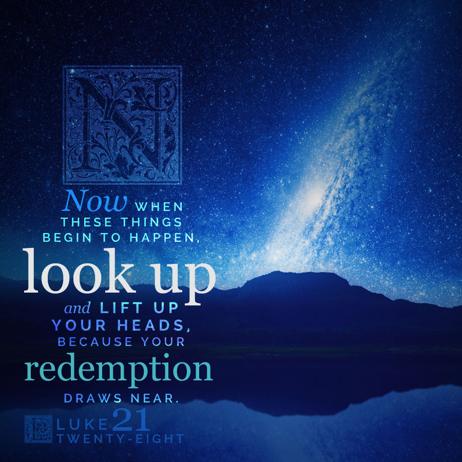 …there will b signs in the☀️🌙&✨& on🌎distress of nations, w/perplexity, the sea & 🌊 roaring; men’s💕 failing from fear & expectation of things which r coming on🌍,4 powers of the heavens will b shaken. Then they'll see the Son of Man coming in a cloud w/ power & great glory.